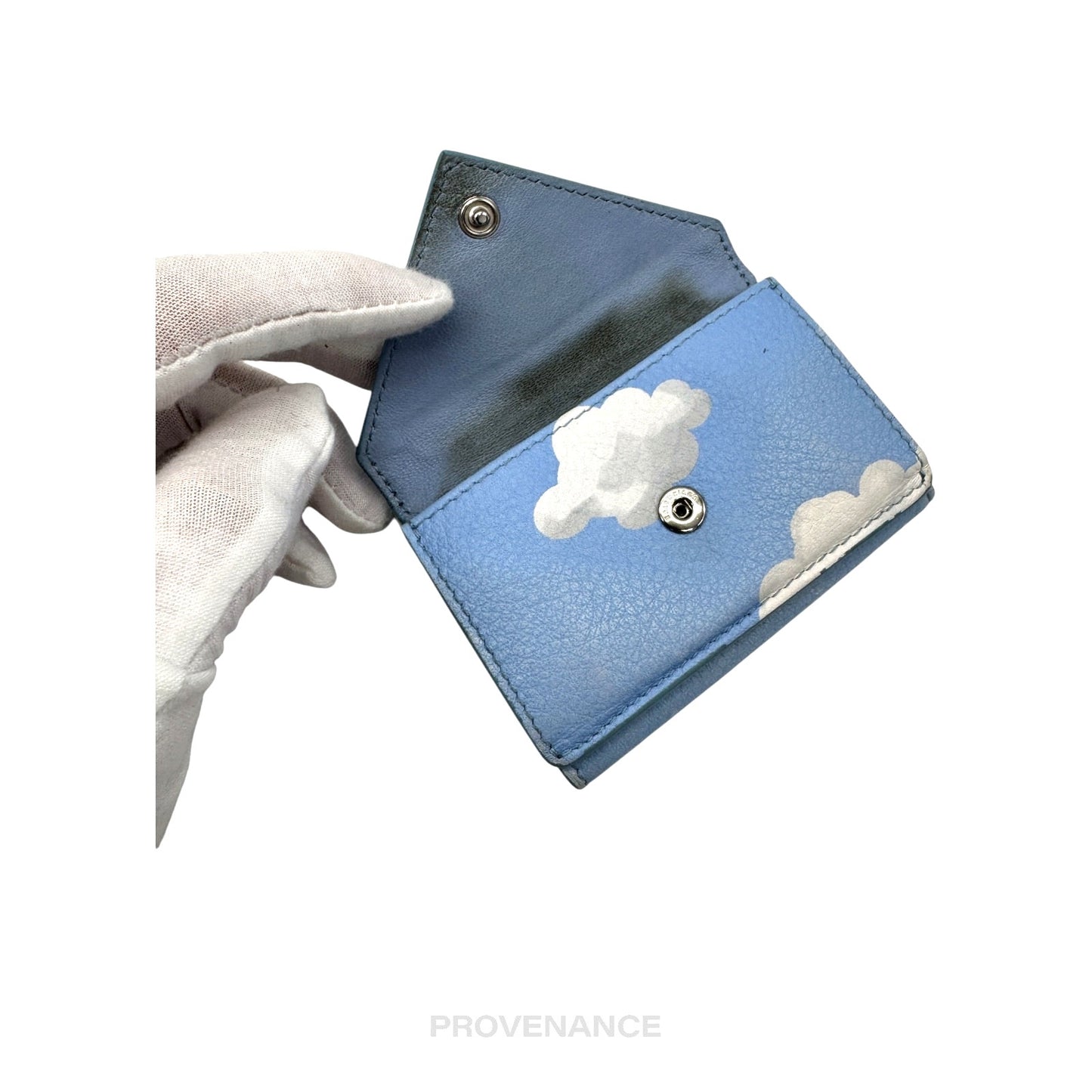 🔴 Balenciaga Papier Mini Card Wallet - Clouds Blue Leather