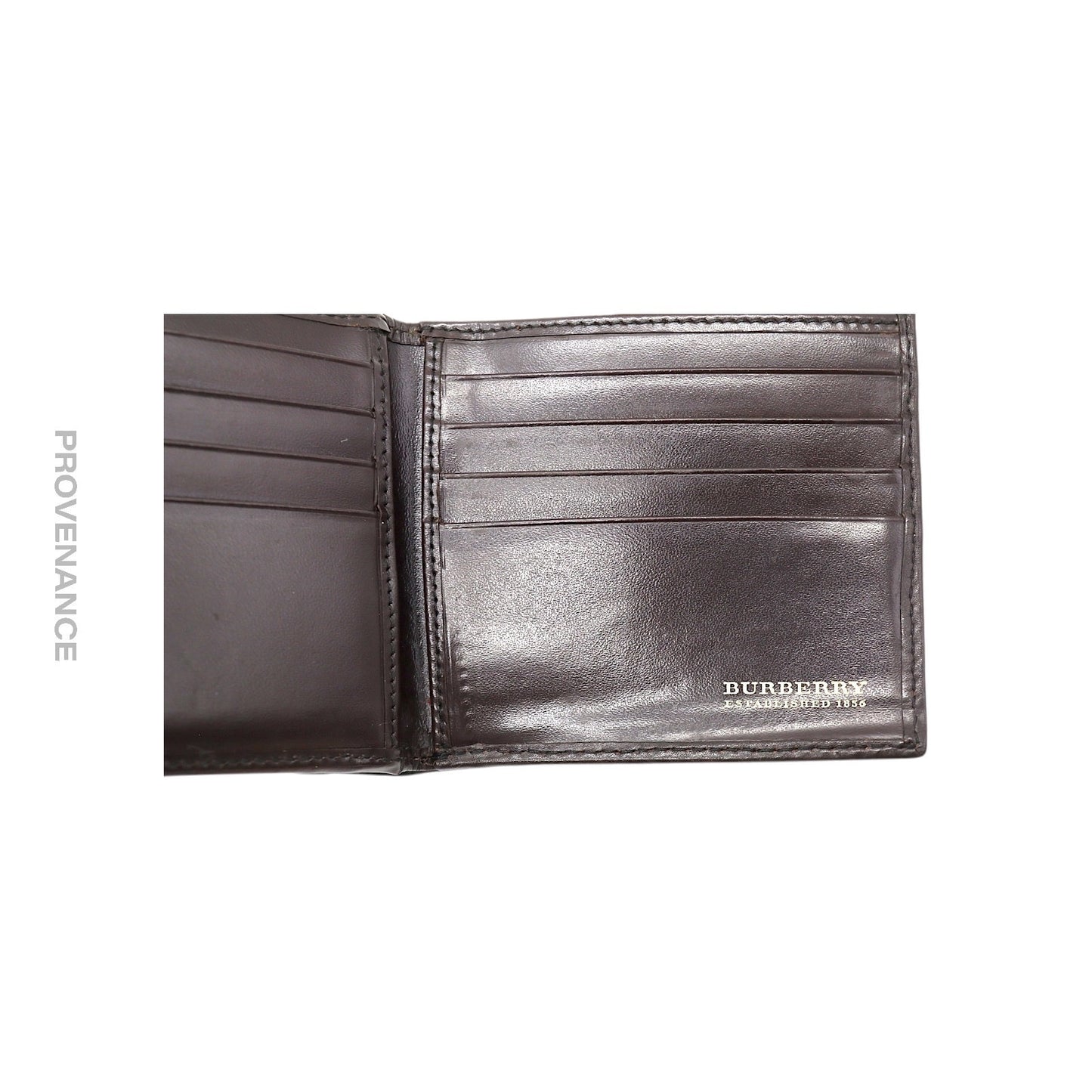 🔴 Burberry 8CC Trifold Wallet - Haymarket Check Chocolate