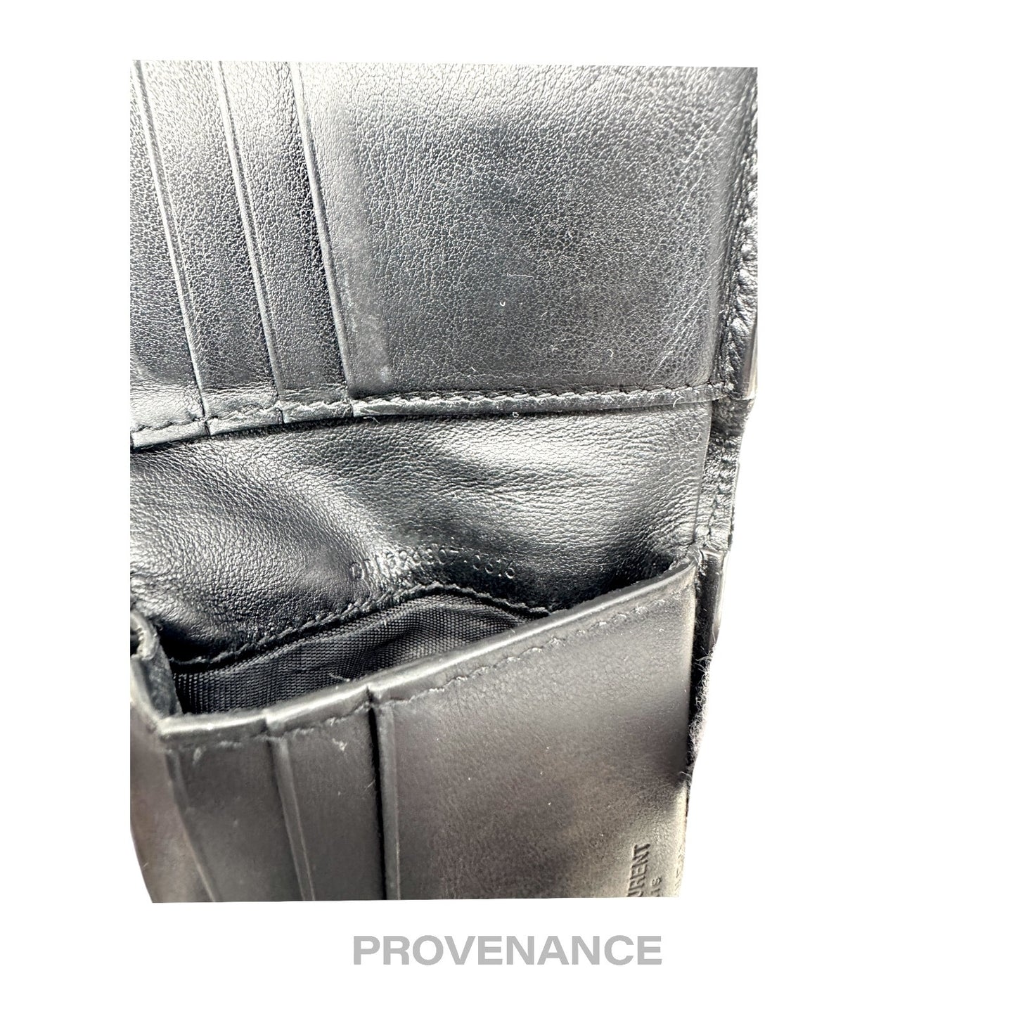 🔴 Saint Laurent Paris SLP Logo Bifold Wallet - Black