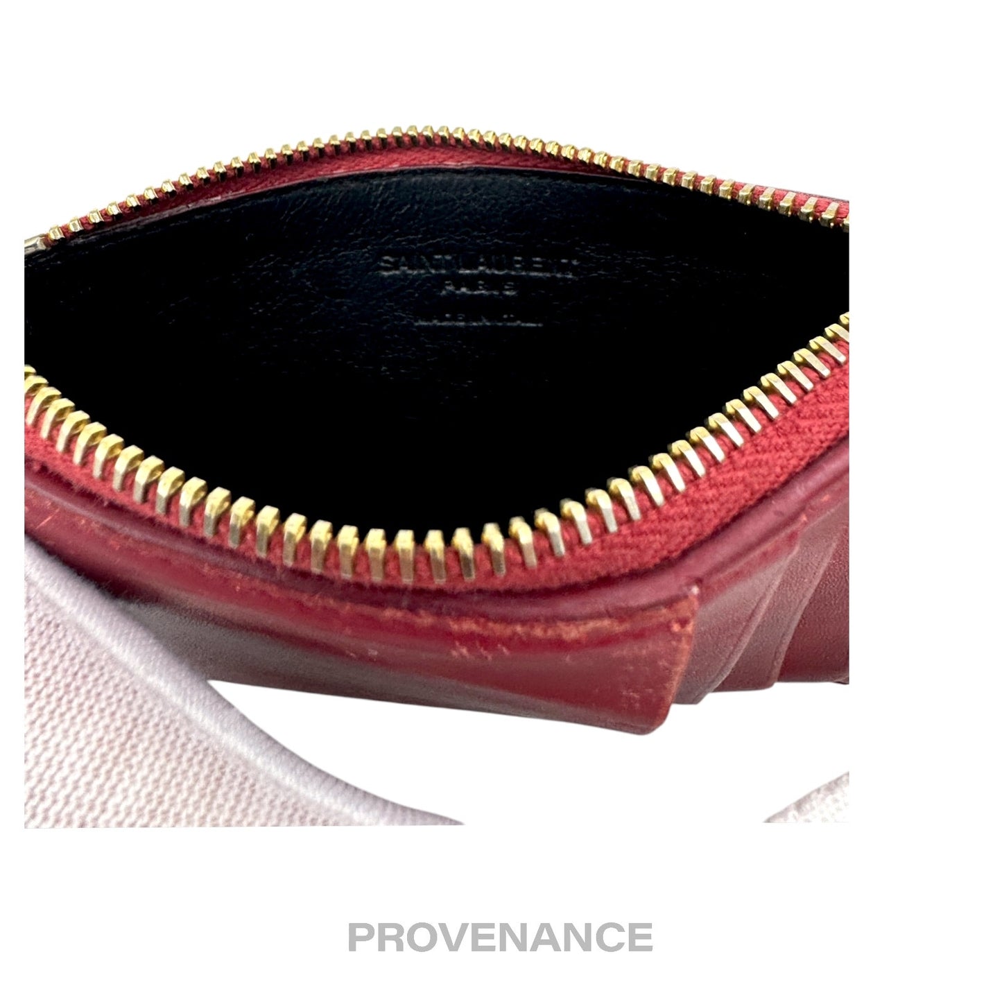 🔴 Saint Laurent Paris SLP Fragment Zip Card Wallet - Red