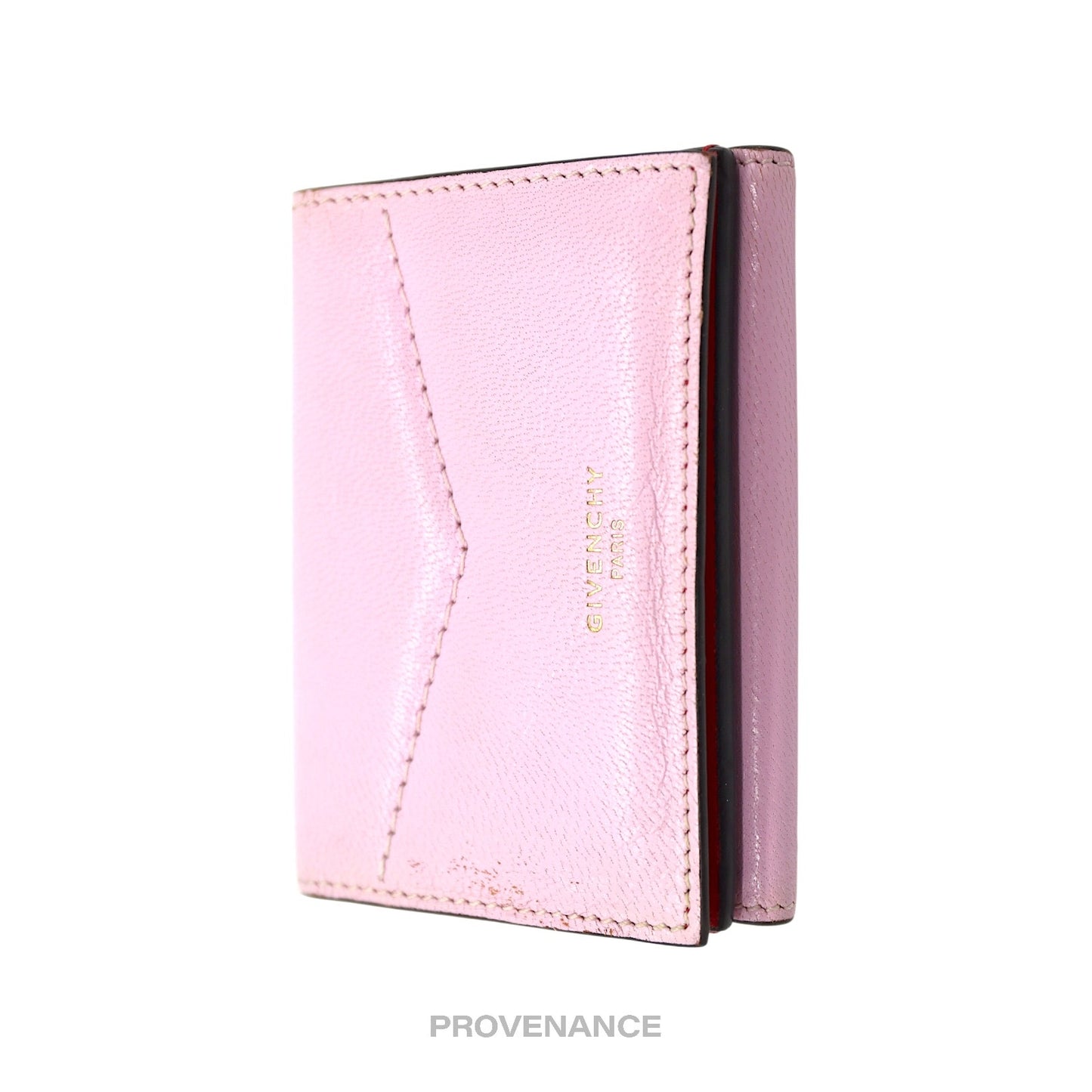 🔴 Givenchy Trifold Wallet - Two Tone Pink Red Leather