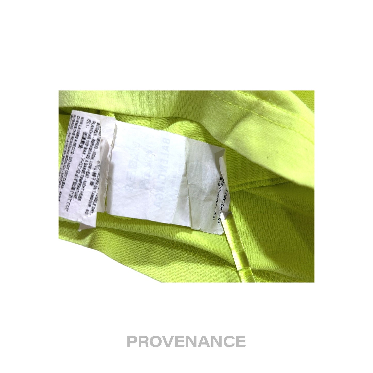 🔴 Balenciaga WFP Logo T-Shirt - Neon Yellow Blue XS