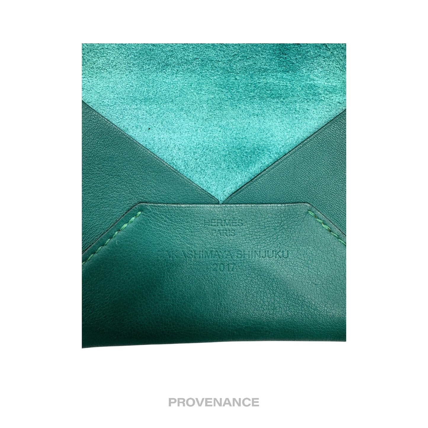🔴 Hermes Envelope PM Card Case - Teal Swift Leather