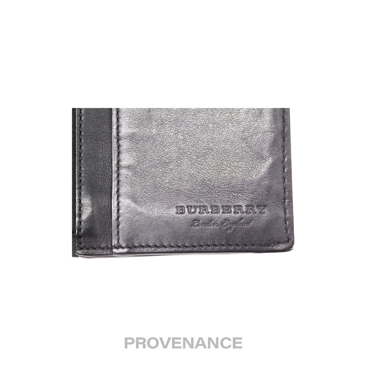 🔴 Burberry Logo Long Wallet - Black Leather