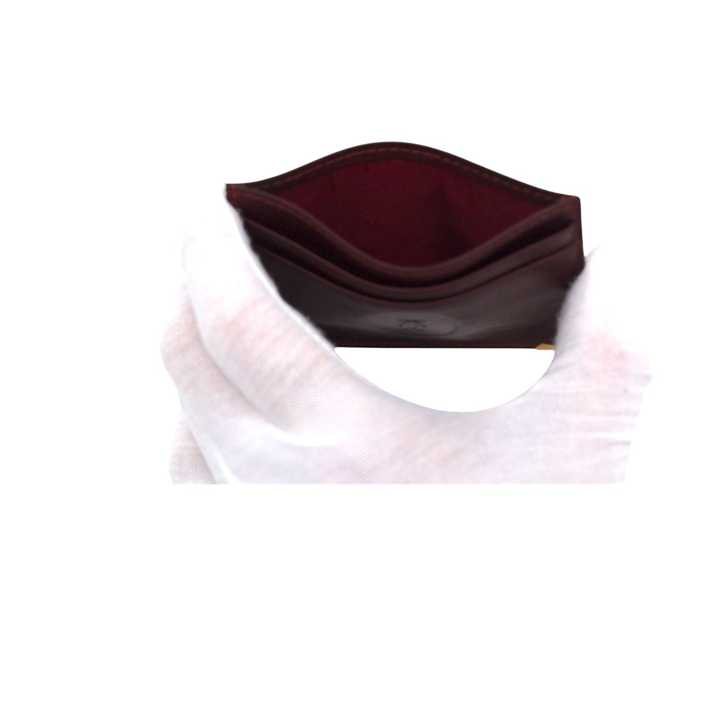 🔴 Cartier Card Holder Wallet - Burgundy Red Leather