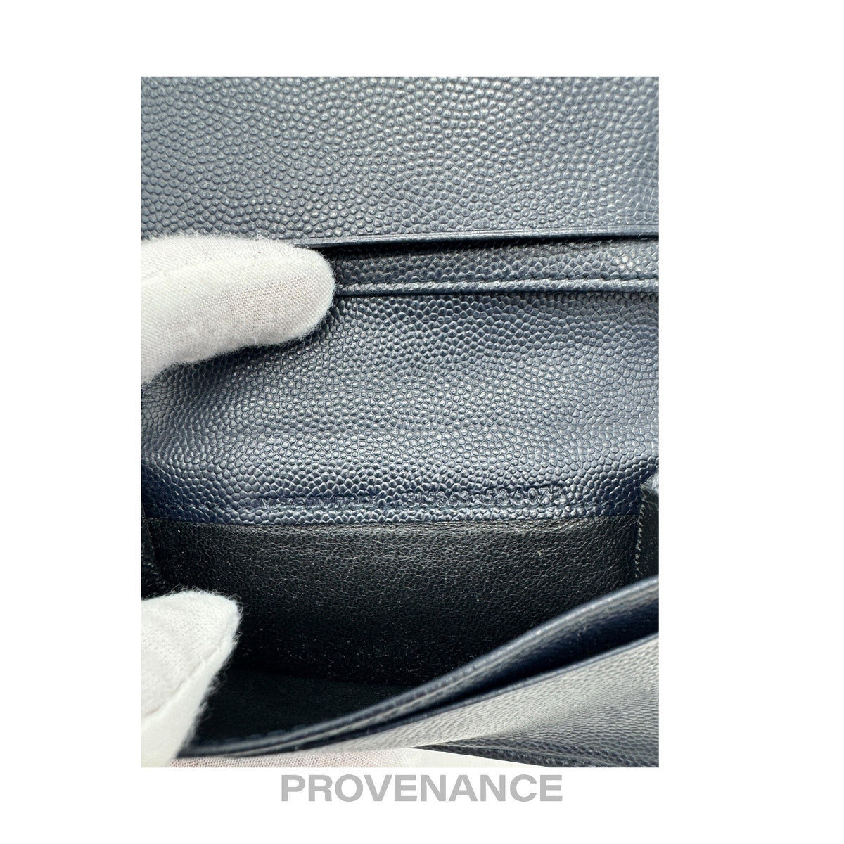 🔴 Saint Laurent Paris SLP Pocket Card Wallet - Navy Leather