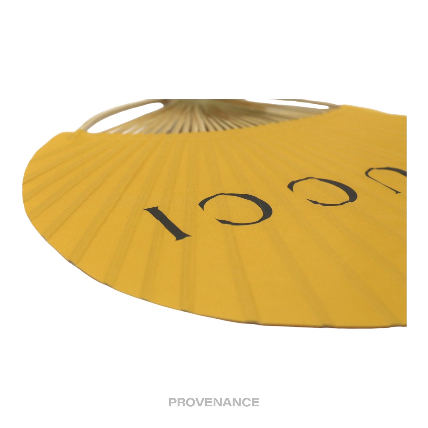 🔴 Gucci Logo Bamboo Hand Fan - Yellow