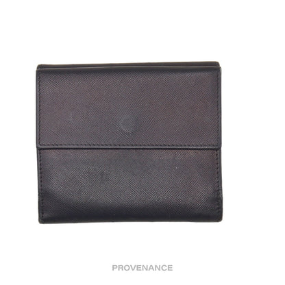 🔴 Prada Trifold Wallet - Black Saffiano Leather