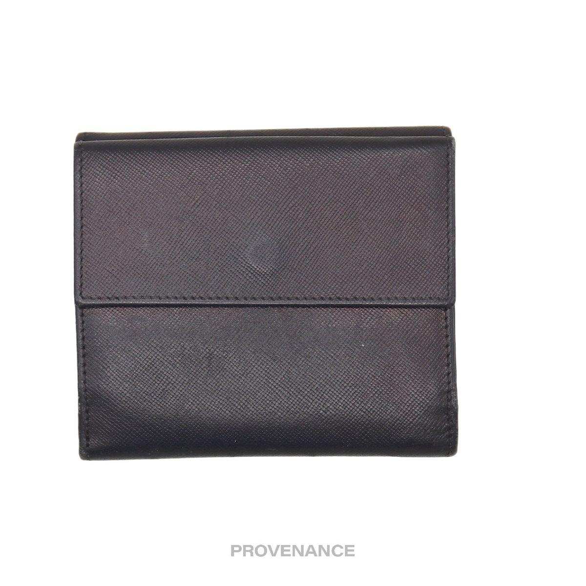 🔴 Prada Trifold Wallet - Black Saffiano Leather