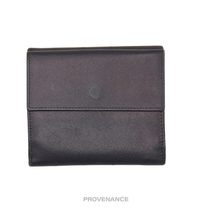 🔴 Prada Trifold Wallet - Black Saffiano Leather