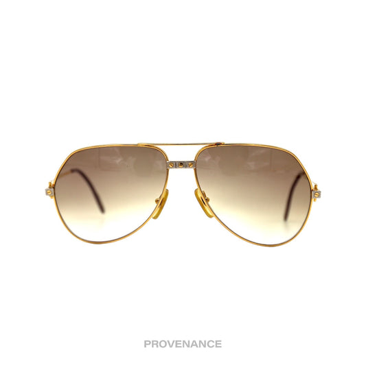 🔴 Cartier Vendome Santos Vintage Sunglasses - Gold Brown