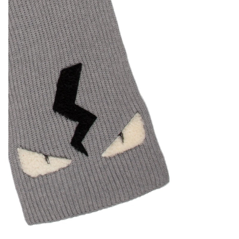 🔴FENDI Eye Monster Wool Scarf - Grey