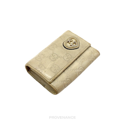 🔴 Gucci GG Heart 6 Key Holder - Cream Guccissima Leather
