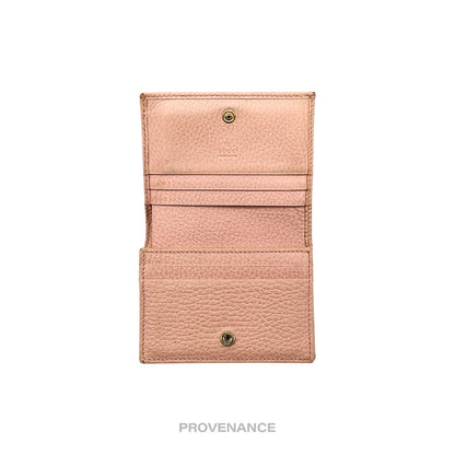 🔴 Gucci GG Marmont Card Holder Wallet - Pink Leather