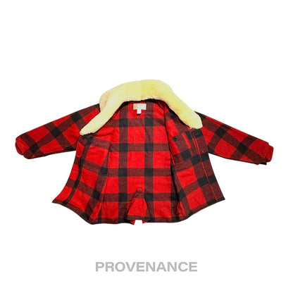 🔴 Filson Mackinaw Wool Packer Coat Red Black Plaid 38 S
