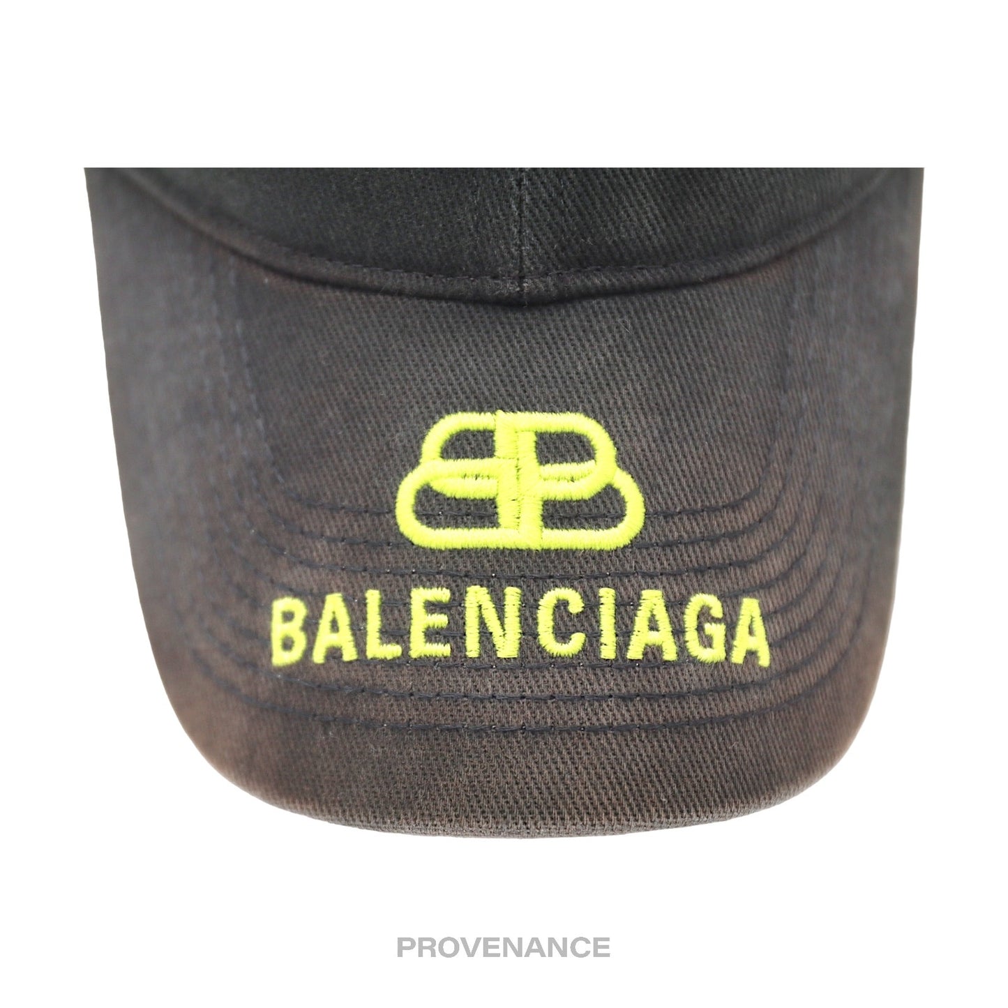 🔴 Balenciaga BB Embroidered Logo Cap - Washed Black Yellow