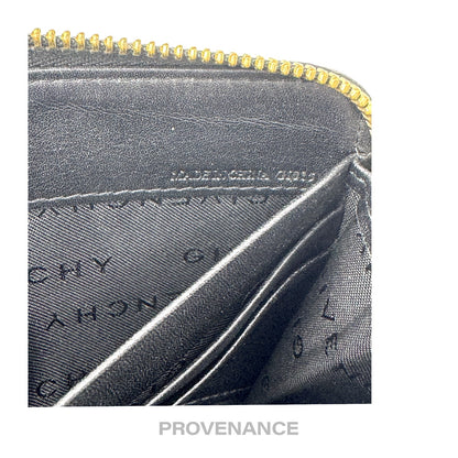 🔴 Givenchy Logo Zip Long Wallet - Black Grained Leather