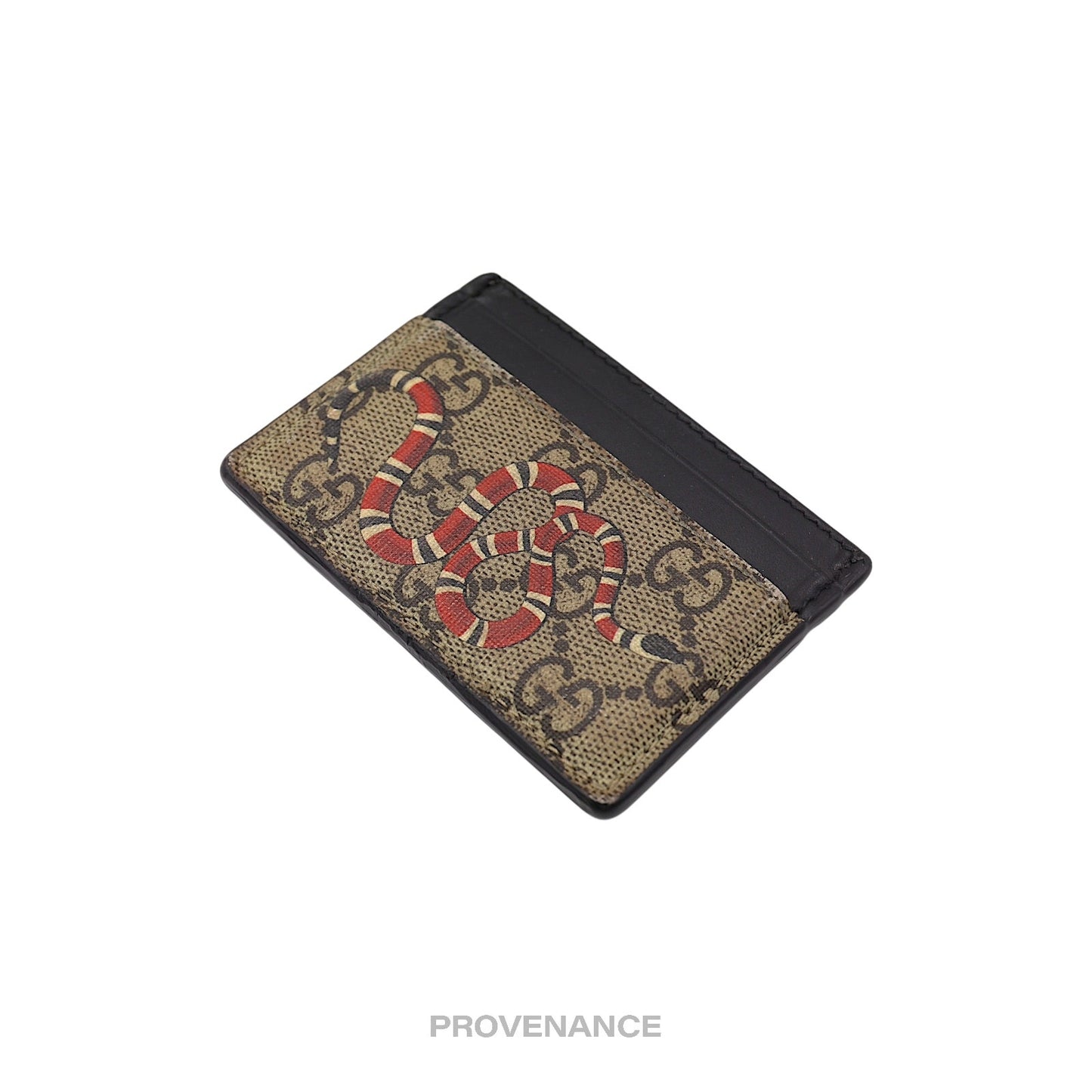 🔴 Gucci GG Supreme Card Holder Wallet - Kingsnake Brown
