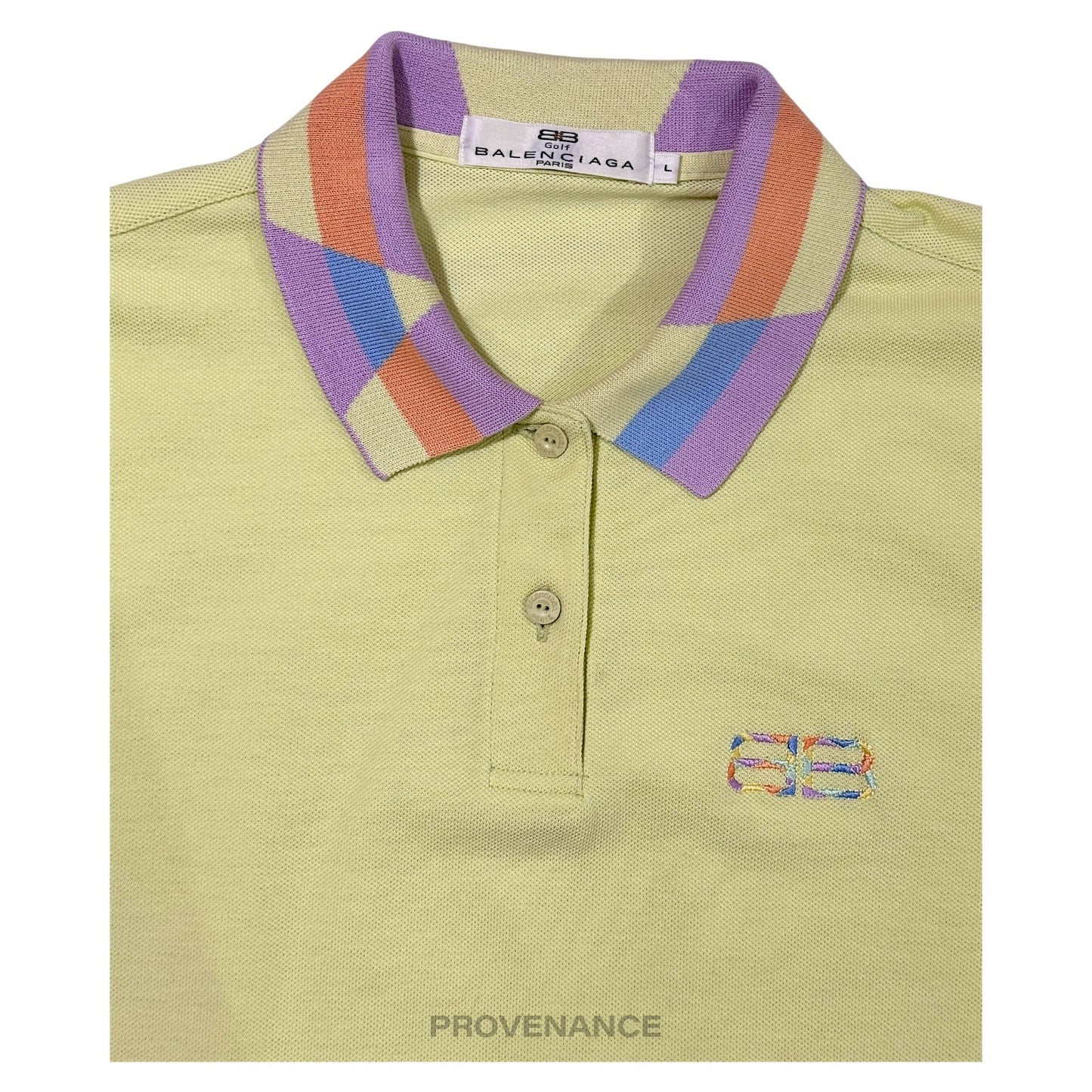 🔴 Balenciaga BB Logo Golf Polo Shirt - Multicolor L