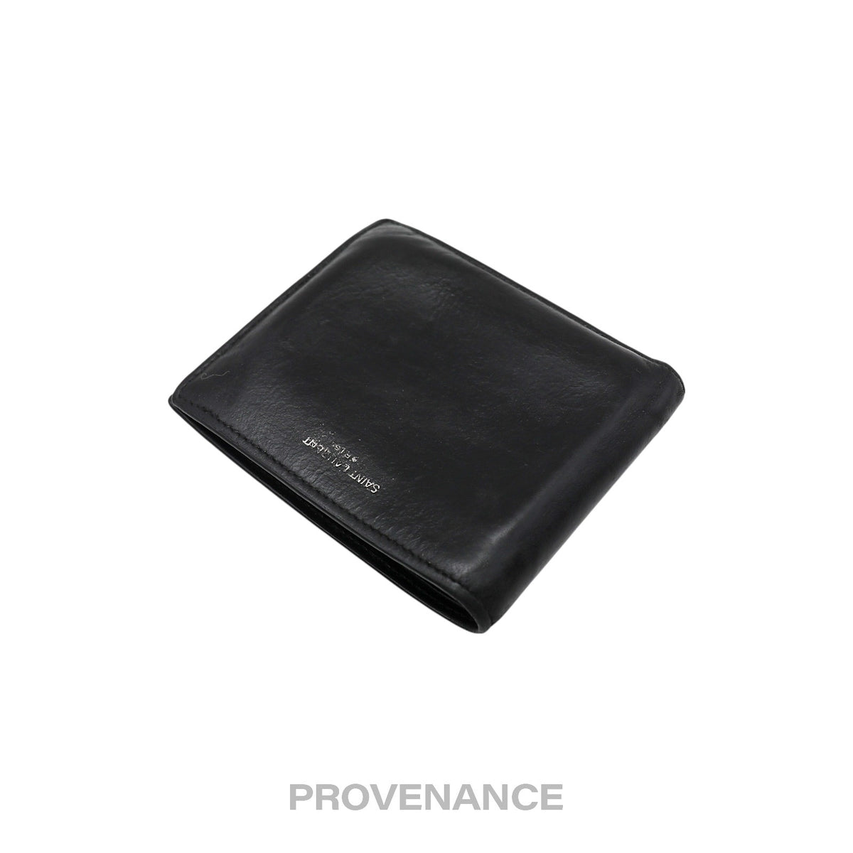 🔴 Saint Laurent Paris SLP Logo Bifold Wallet - Black