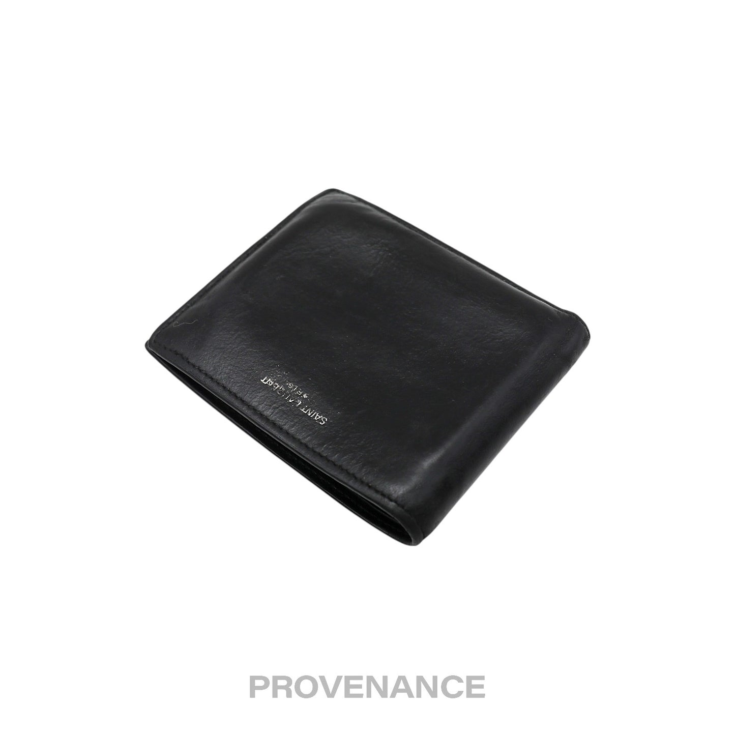 🔴 Saint Laurent Paris SLP Logo Bifold Wallet - Black