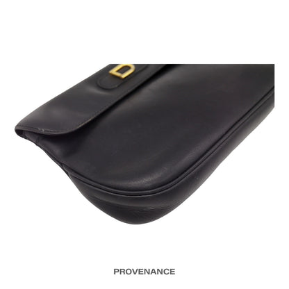 🔴 Delvaux D Clutch Bag - Black Calfskin Leather