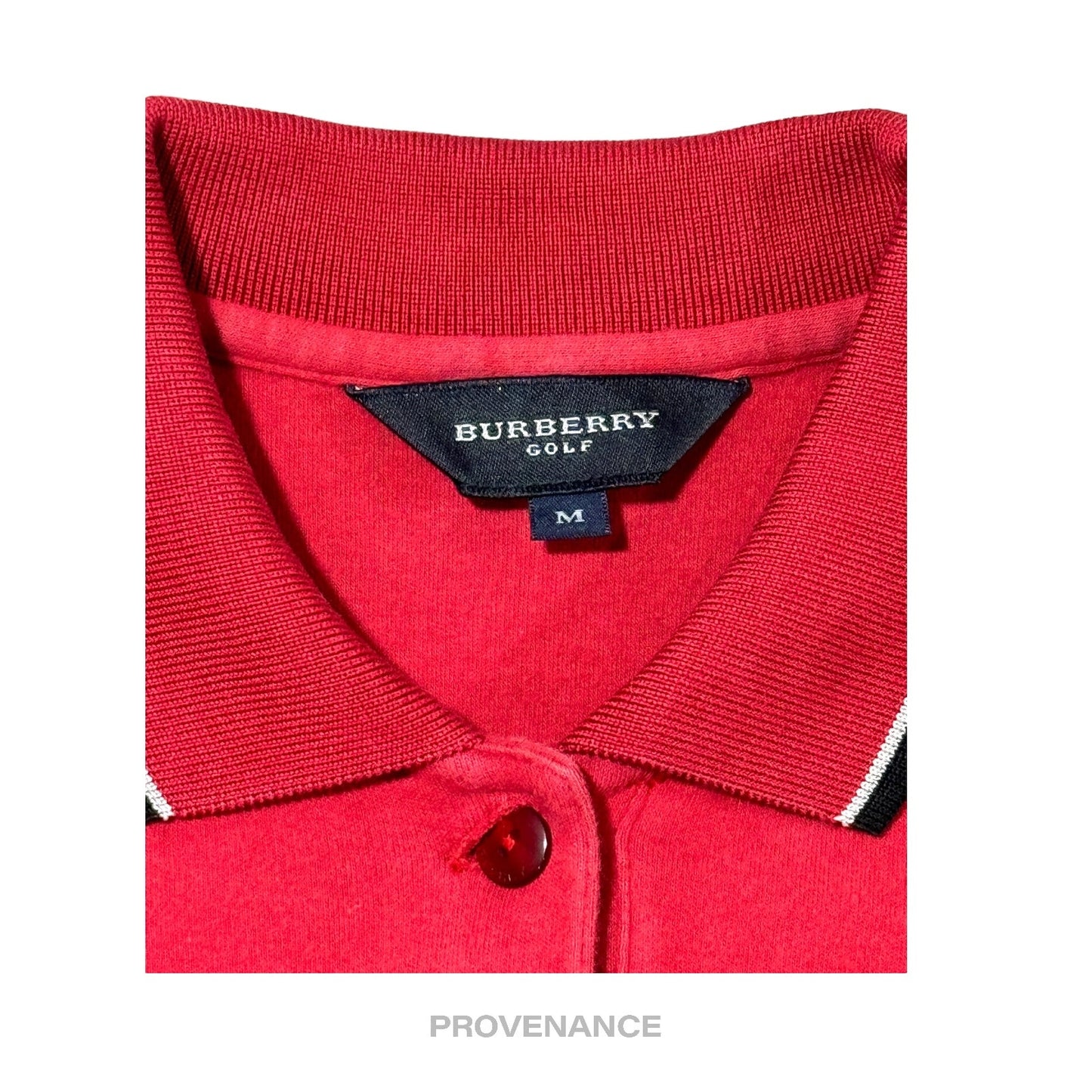 🔴 Burberry Golf Long Sleeve Polo Shirt - Red M