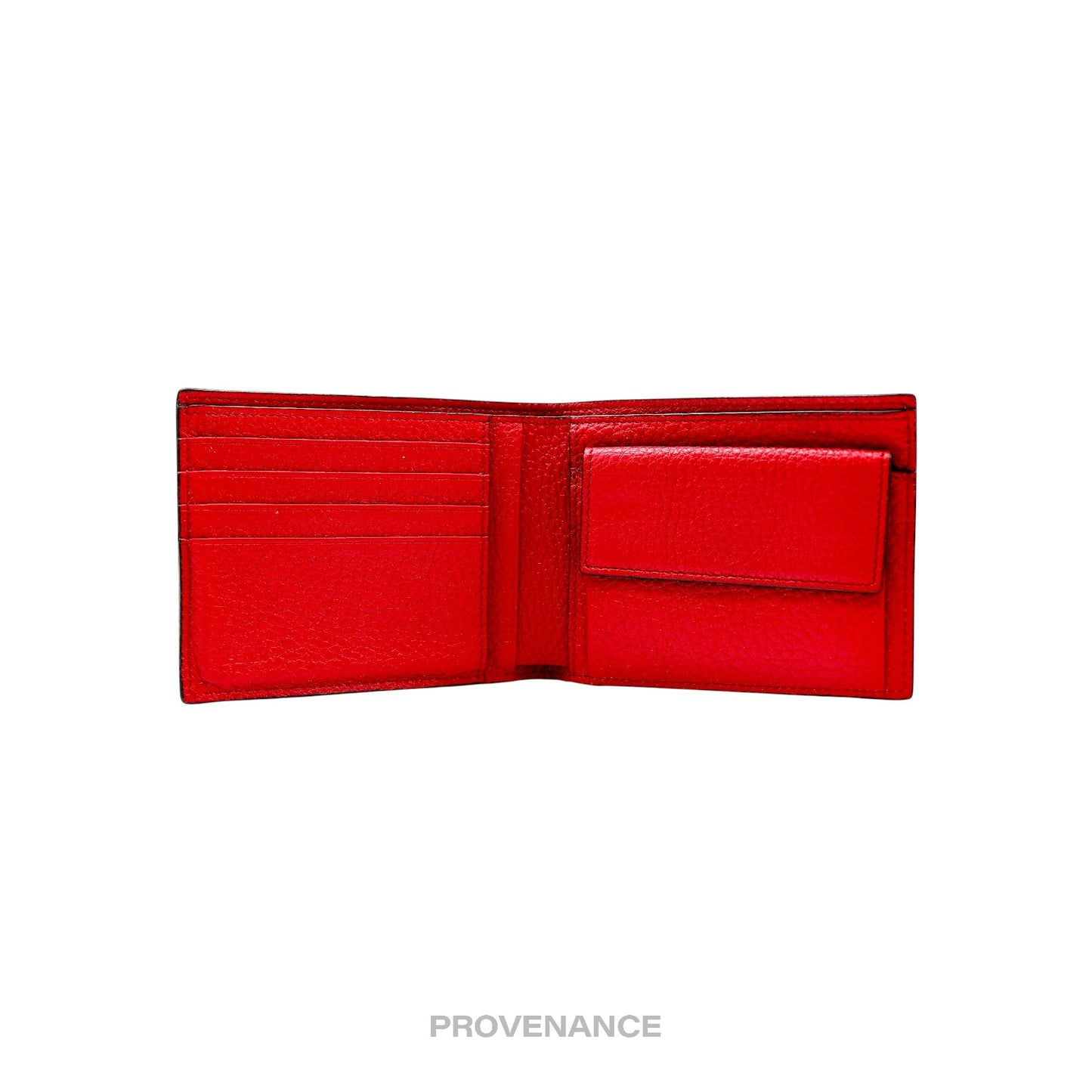 🔴 Fendi  FF Logo Bifold Wallet - Pebbled Red Leather