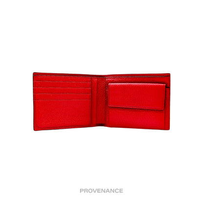 🔴 Fendi  FF Logo Bifold Wallet - Pebbled Red Leather