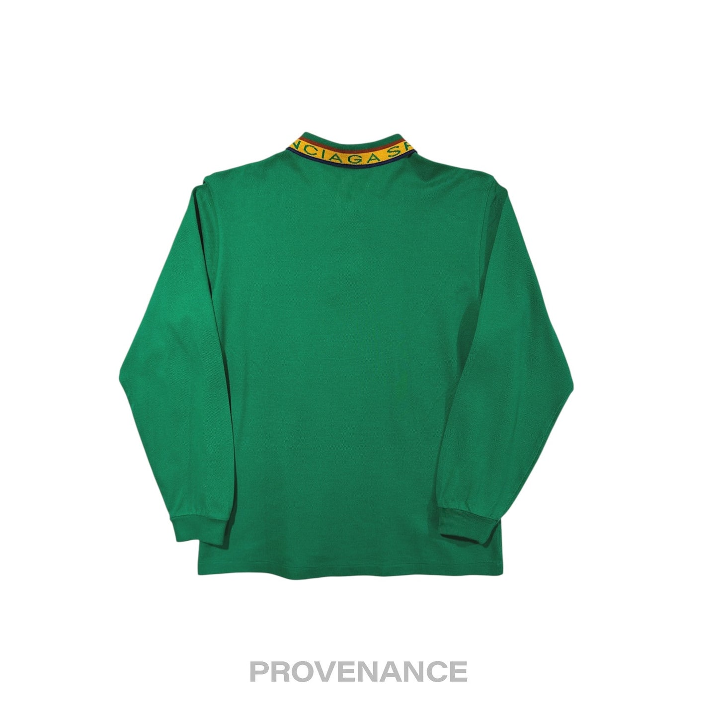 🔴 Balenciaga Sports Pique Polo Shirt - Green Embroidered M