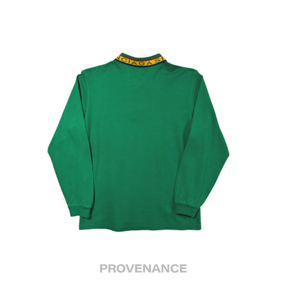 🔴 Balenciaga Sports Pique Polo Shirt - Green Embroidered M