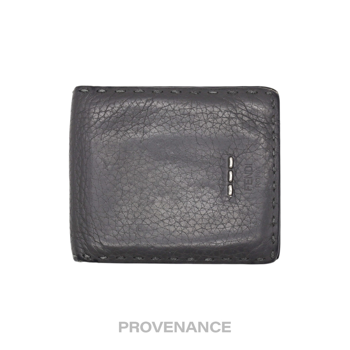 🔴 Fendi Selleria Bifold Wallet - Grey Roman Leather