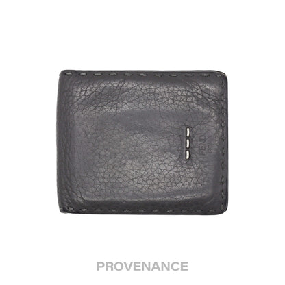 🔴 Fendi Selleria Bifold Wallet - Grey Roman Leather