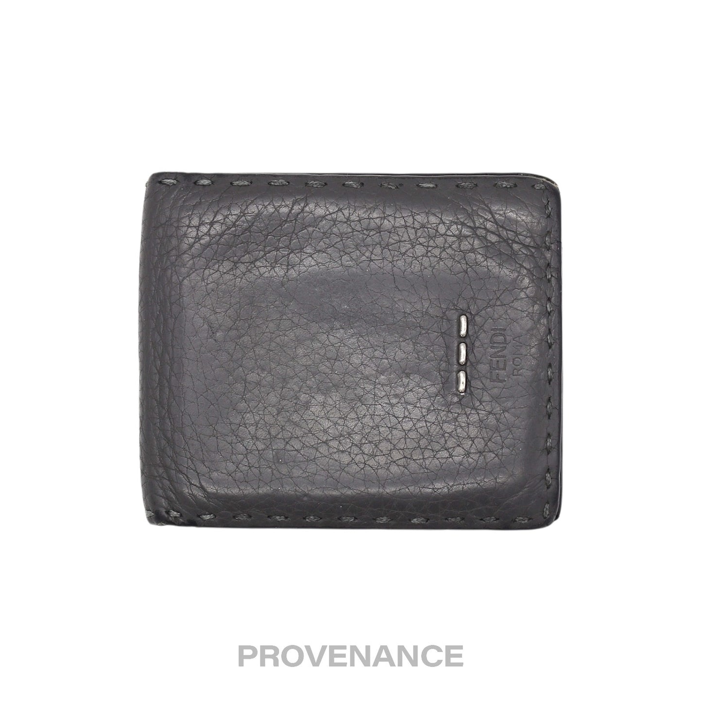 🔴 Fendi Selleria Bifold Wallet - Grey Roman Leather