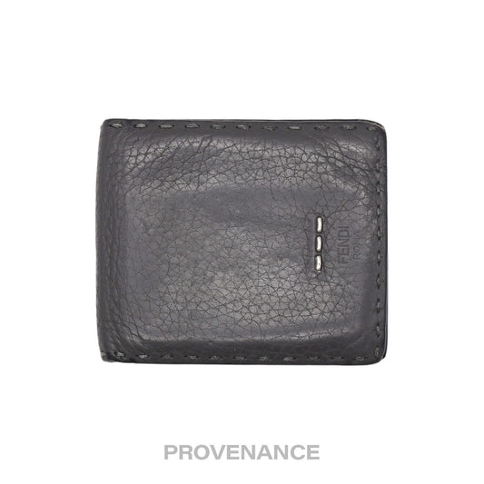 🔴 Fendi Selleria Bifold Wallet - Grey Roman Leather