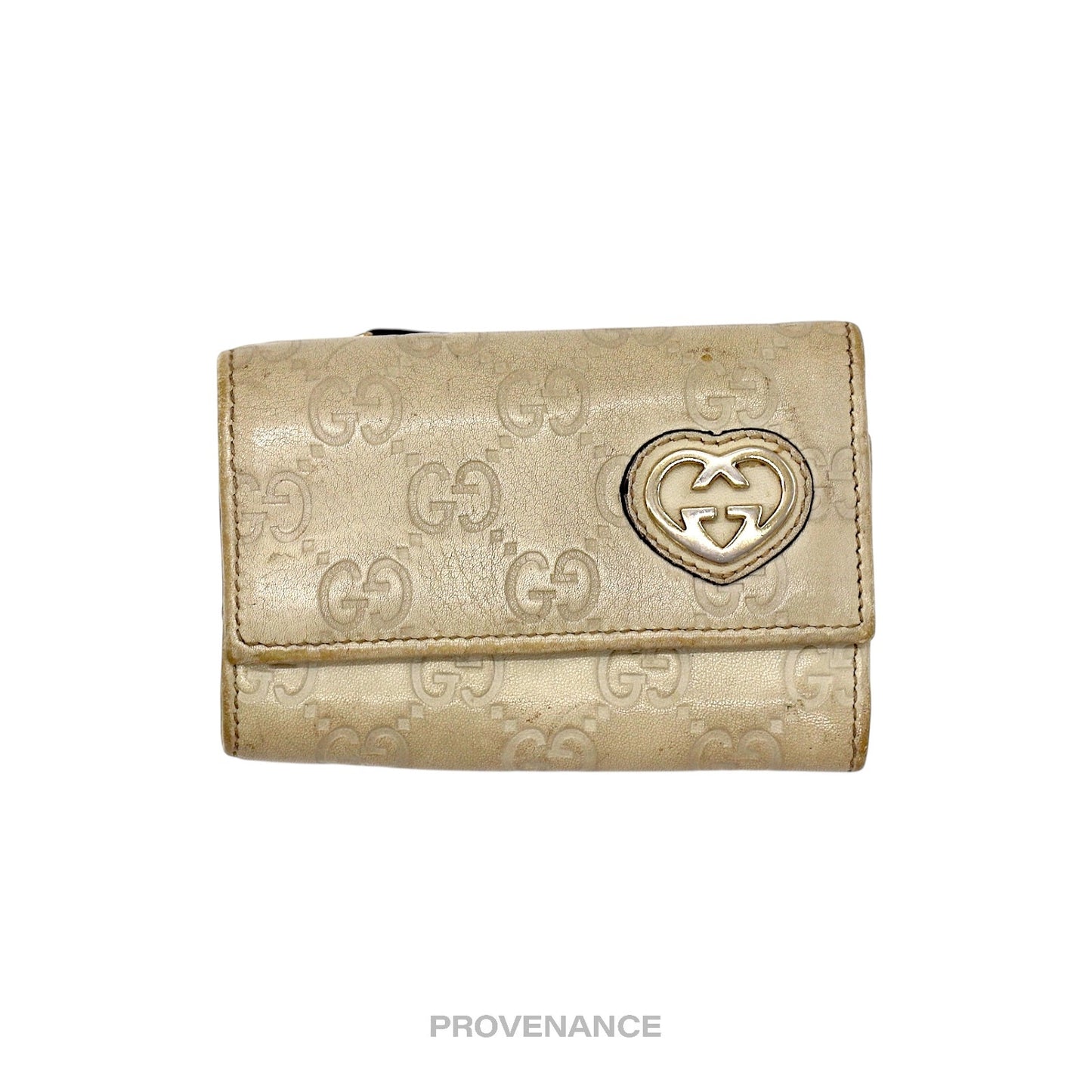 🔴 Gucci GG Heart 6 Key Holder - Cream Guccissima Leather