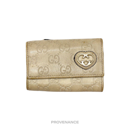 🔴 Gucci GG Heart 6 Key Holder - Cream Guccissima Leather