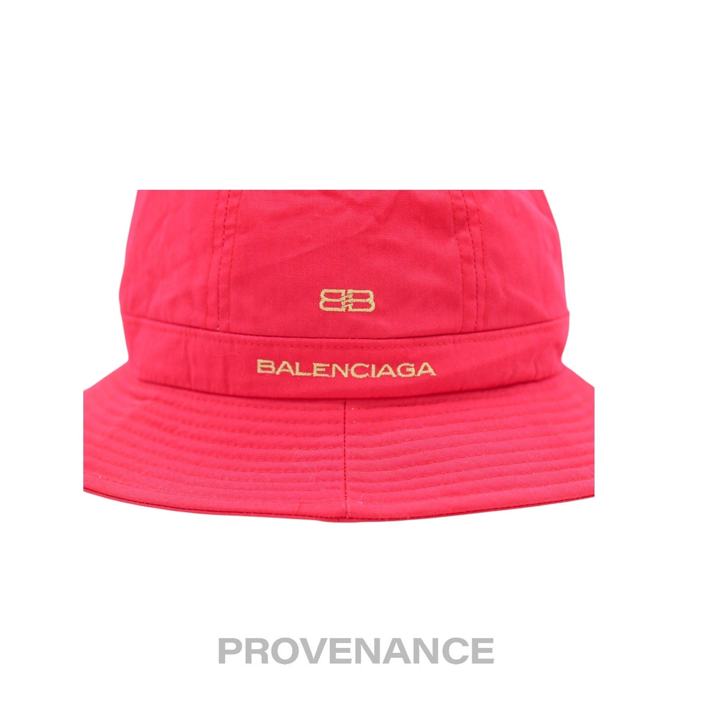 🔴 Balenciaga BB Logo Embroidered Bucket Hat - Red M