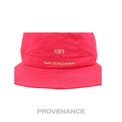 🔴 Balenciaga BB Logo Embroidered Bucket Hat - Red M