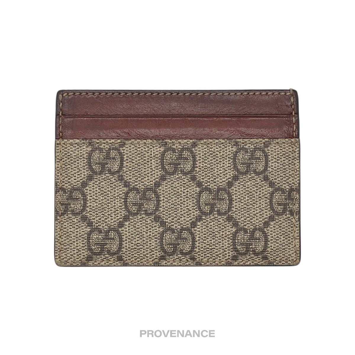 🔴 Gucci GG Supreme Card Holder Wallet - Brown