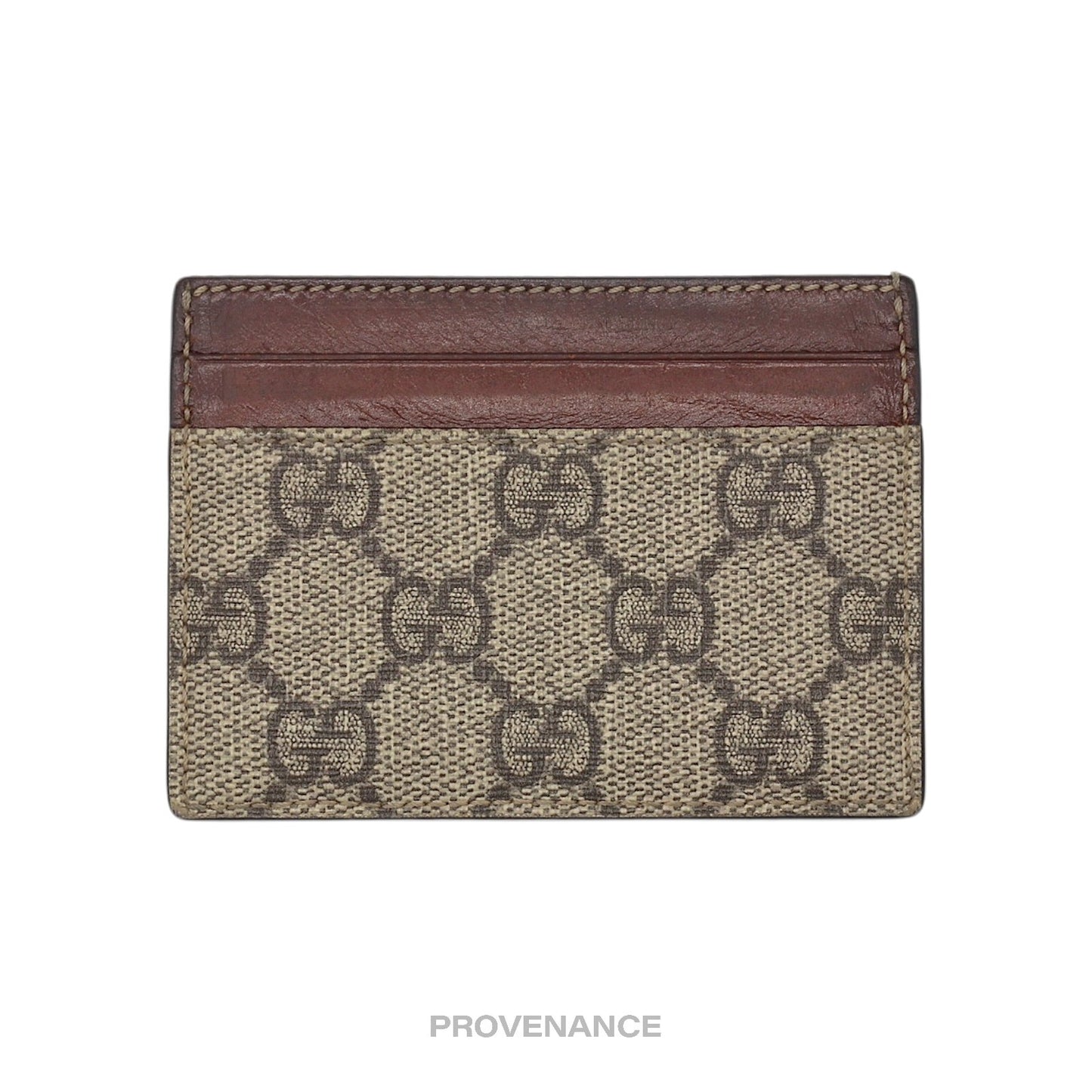 🔴 Gucci GG Supreme Card Holder Wallet - Brown