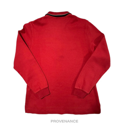 🔴 Burberry Golf Long Sleeve Polo Shirt - Red M