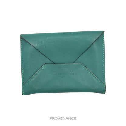 🔴 Hermes Envelope PM Card Case - Teal Swift Leather