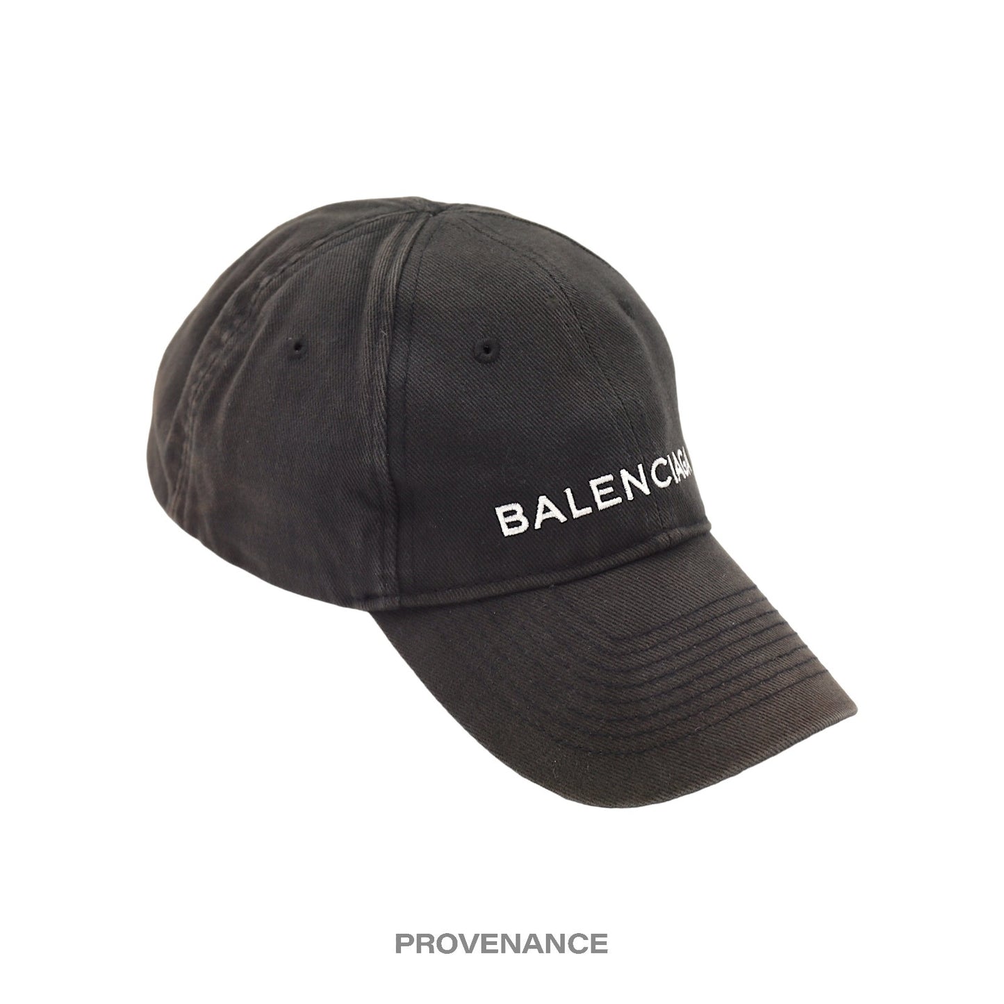 🔴 Balenciaga Embroidered Logo Cap - Washed Black