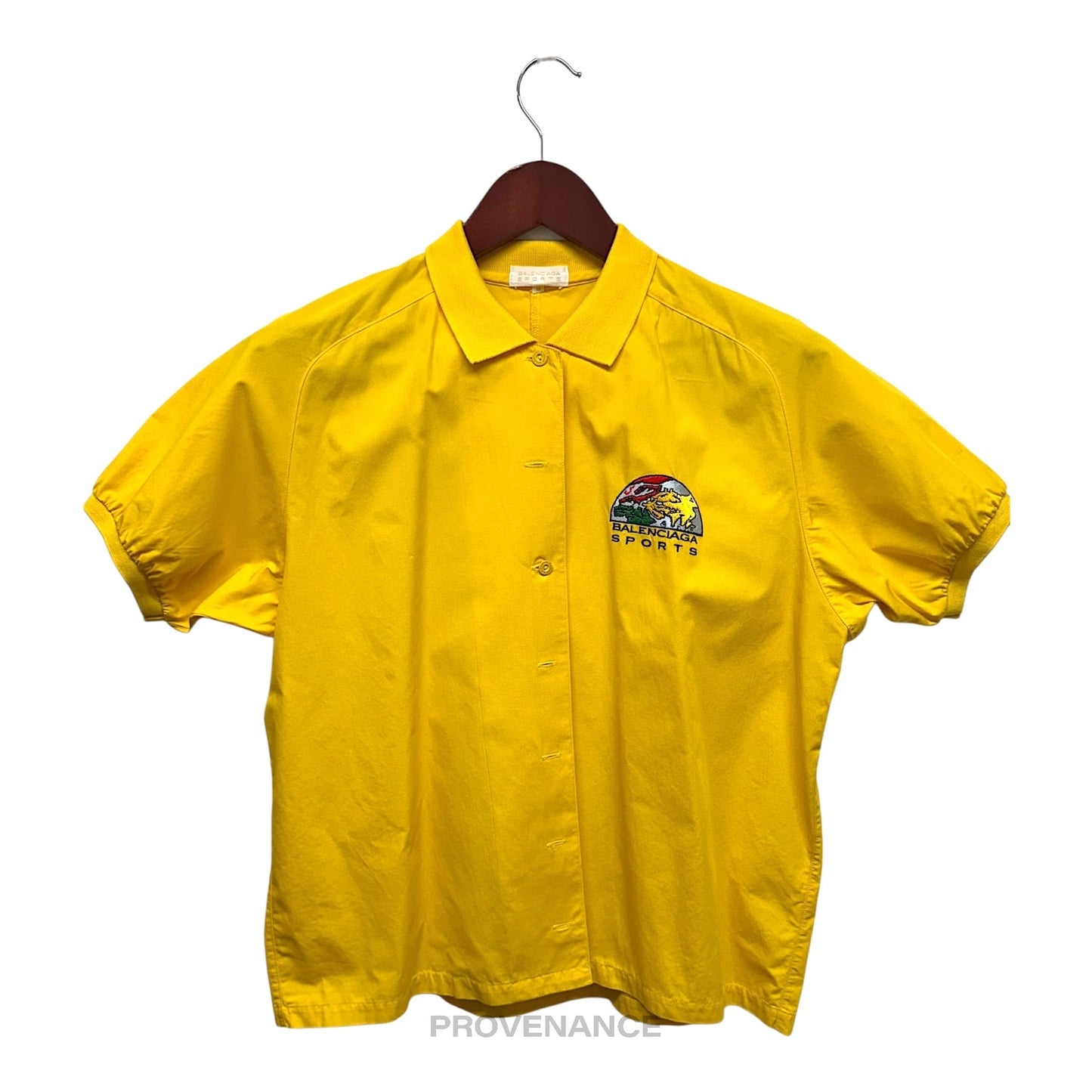 🔴 Balenciaga Sports Embroidered Bowling Shirt - Yellow M