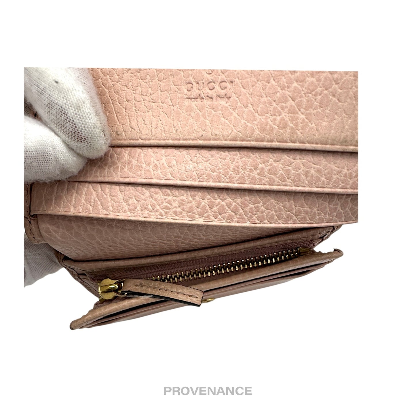🔴 Gucci GG Marmont Card Holder Wallet - Pink Leather