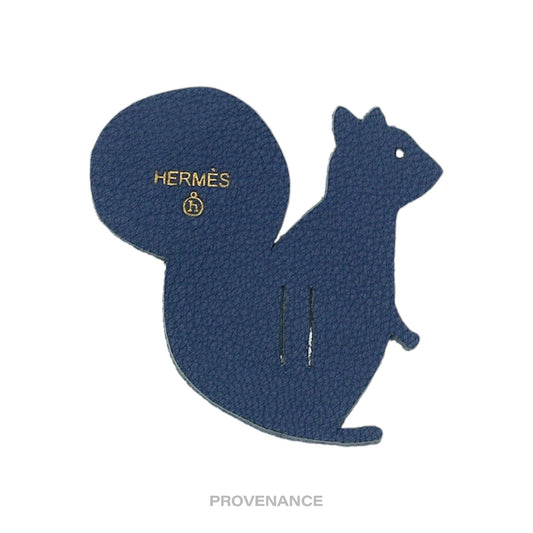 🔴 Hermes Petit h Squirrel Ribbon Charm - Blue Leather