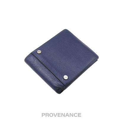 🔴 Balenciaga Screw Stud Bifold Wallet - Navy Blue Lambskin