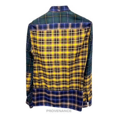 🔴 Lanvin Patchwork Flannel Shirt - Multicolor Plaid 37 14.5