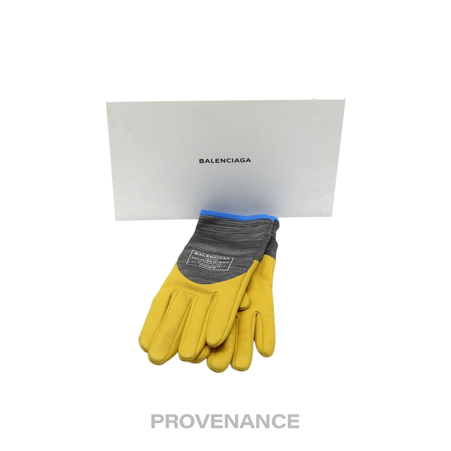 🔴 Balenciaga Couture Gardening Gloves - Yellow Gray Blue